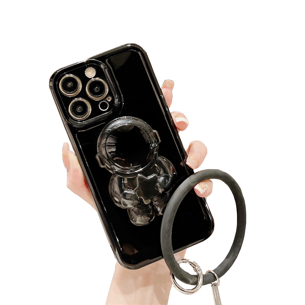 Anymob iPhone Black Astronaut Stand Holder Bracelet Case Soft Silicone Phone Cases-Mobile Phone Cases-PEROZ Accessories
