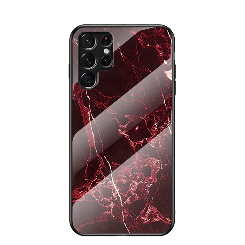Anymob Samsung Maroon Marble Pattern Case Shockproof Glass Phone Cover-Mobile Phone Cases-PEROZ Accessories