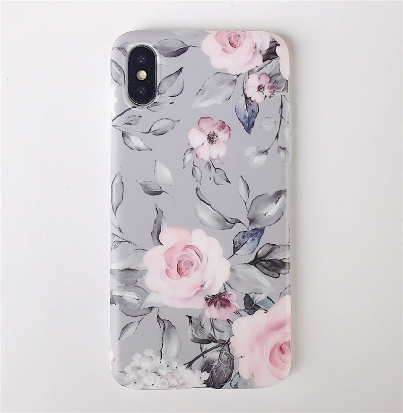 Anymob Samsung Floral Gray Marble Flower Case Back Cover Art Leaf Silicone Phone Protection-Mobile Phone Cases-PEROZ Accessories