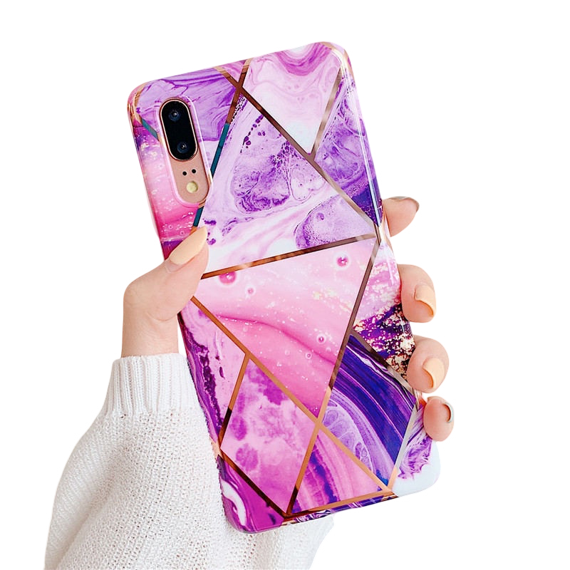 Anymob Samsung Purple Marble Flower Case Back Cover Art Leaf Silicone Phone Protection-Mobile Phone Cases-PEROZ Accessories
