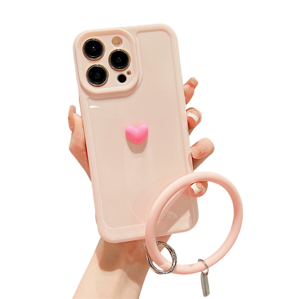 Anymob iPhone Black And Pink 3D Love Heart Bracelet Phone Case Shockproof Soft Silicone Cover-Mobile Phone Cases-PEROZ Accessories