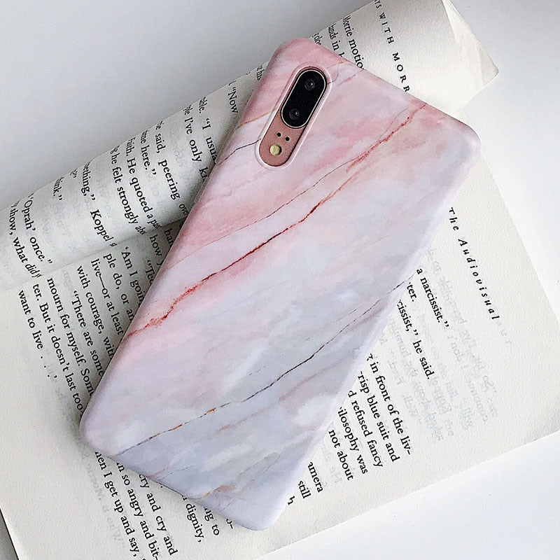 Anymob Samsung Light Pink Marble Flower Case Back Cover Art Leaf Silicone Phone Protection-Mobile Phone Cases-PEROZ Accessories