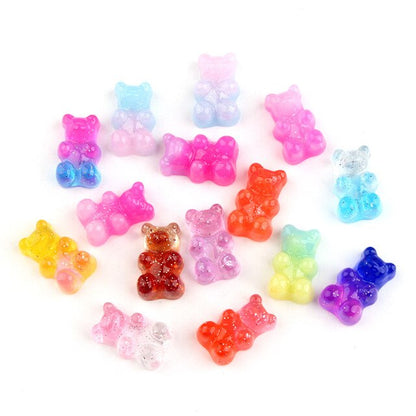 Anykidz 10pcs Pink Blue Glitter Bear Shoe Charm Accessories Jeans Clogs Pendants Designer Ornament Jibbitz for Crocs-Shoe Charms-PEROZ Accessories