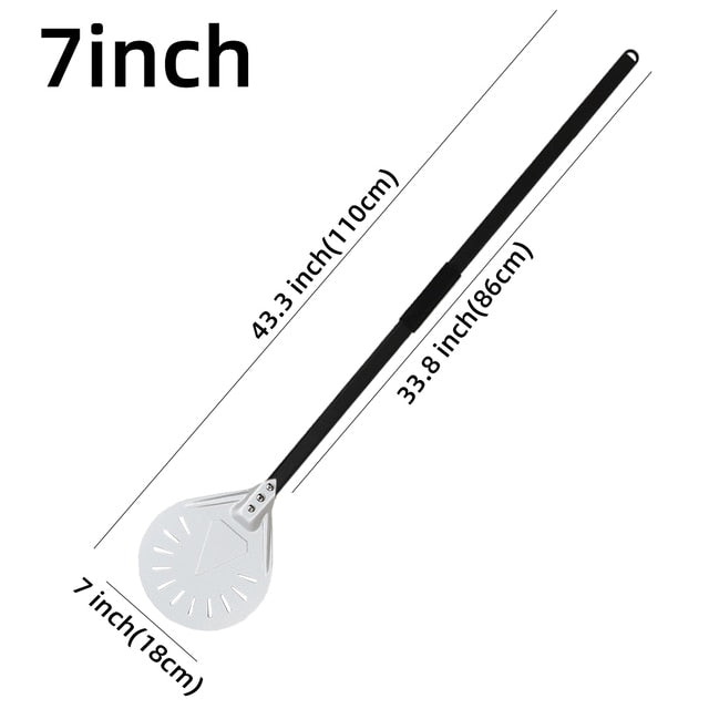 Anygleam Pizza Shovel 110cm Silver for Perforated Peel with Metal Handle Oven Turning Baking Accessory-Spatula and Shovel-PEROZ Accessories