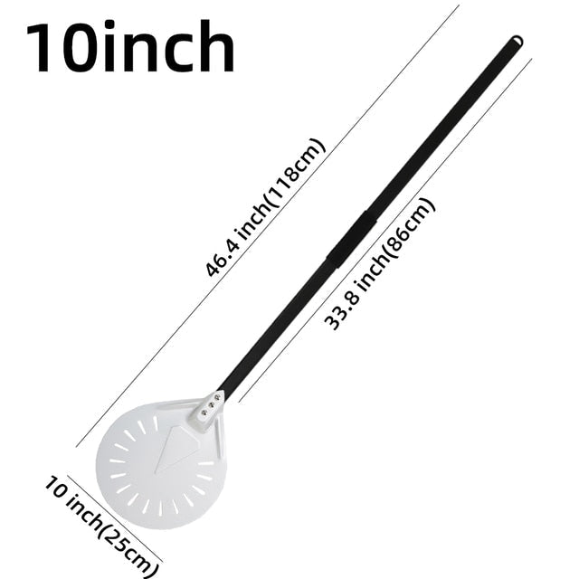 Anygleam Pizza Shovel 118cm Silver for Perforated Peel with Metal Handle Oven Turning Baking Accessory-Spatula and Shovel-PEROZ Accessories