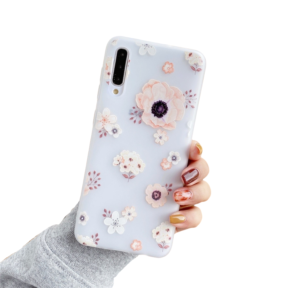 Anymob Samsung Case Peach Flower Vintage Relief Flower Phone Matte Soft Silicone Back Cover-Mobile Phone Cases-PEROZ Accessories