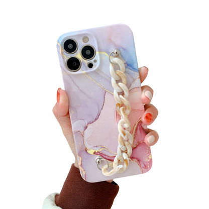 Anymob iPhone Case Pink Marble Bracelet Soft Silicon Chain Bumper Cover-Mobile Phone Cases-PEROZ Accessories