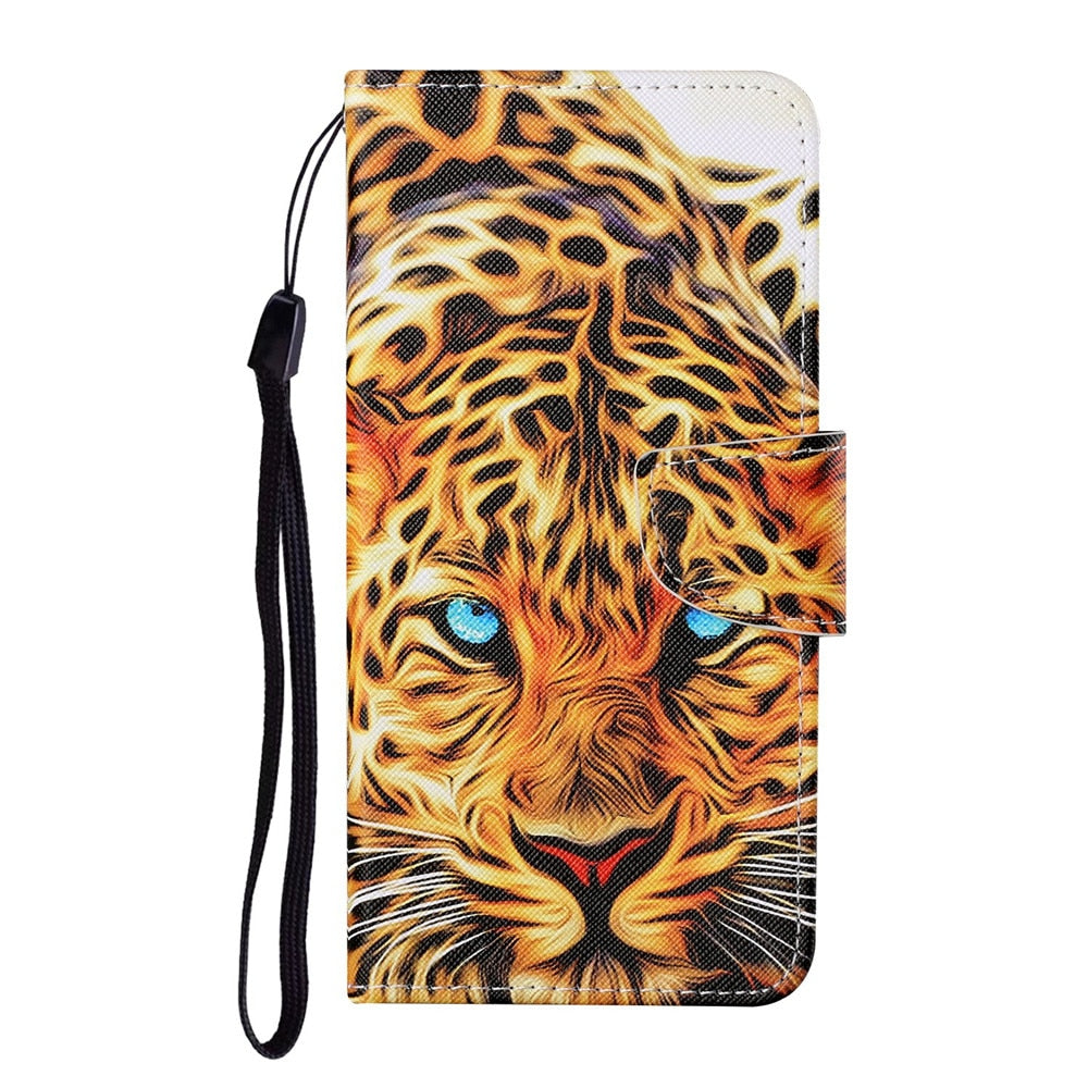 Anymob Samsung Jaguar Pattern Phone Case Magnetic Flip Leather Wallet Painted Cover-Mobile Phone Cases-PEROZ Accessories