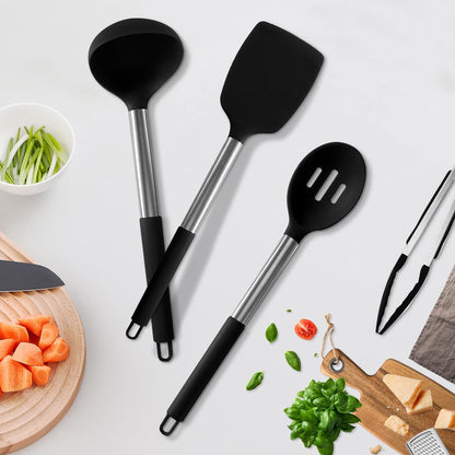 Anygleam Kitchen Utensils Non-stick Grey/ Silver 5 Set Cooking Tool Accessories Heat Resistant Kitchenware-PEROZ Accessories