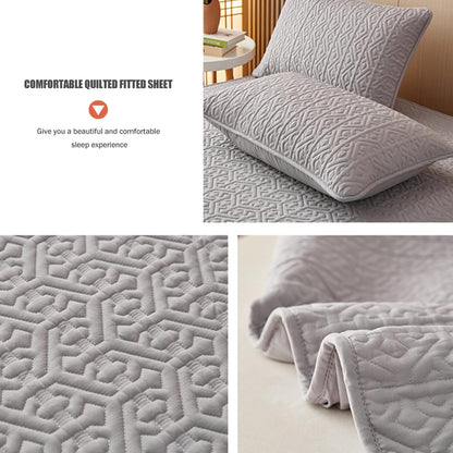 Anyhouz Mattress Cover Gray Double Size Pure Cotton Soft Quilted Bed Sheet Anti-bacterial Protector Cover-Mattress Protectors-PEROZ Accessories