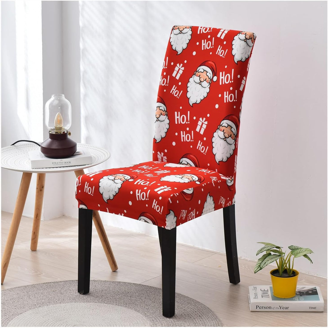 Anyhouz Chair Cover Red Santa Claus Ho Design with Anti-Dirt and Elastic Material for Dining Room Kitchen Wedding Hotel Banquet Restaurant-Chair Cover-PEROZ Accessories