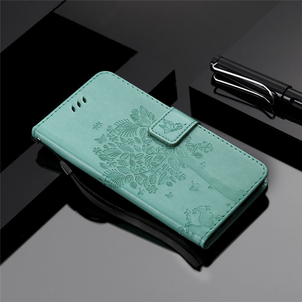 Anymob Huawei Phone Case Green 3D Tree Flip Leather Wallet Cover-PEROZ Accessories