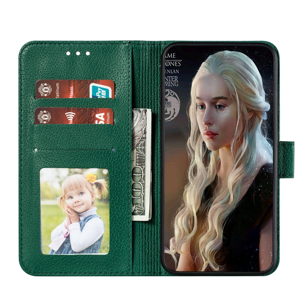 Anymob Samsung Bamboo Green Flip Case Leather Phone Wallet Cover Protection-Mobile Phone Cases-PEROZ Accessories