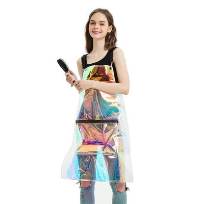 Anyhouz Salon Barber Apron Rainbow 3 Pockets Fashion Cross-back Adjustable Waterproof Ideal for Hair Stylist-Aprons-PEROZ Accessories