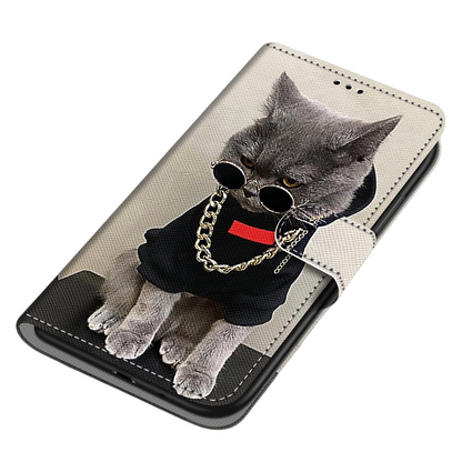 Anymob iPhone Case Rockstar Cat Flip Leather Wallet Animal Painting Phone Book Style Cover-Mobile Phone Cases-PEROZ Accessories