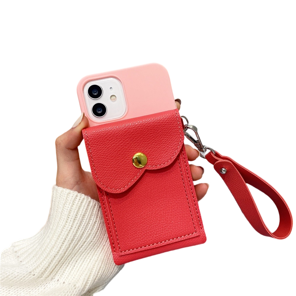 Anymob iPhone Case Pink Lanyard Wallet Card Strap Holder Silicone Cover-Mobile Phone Cases-PEROZ Accessories