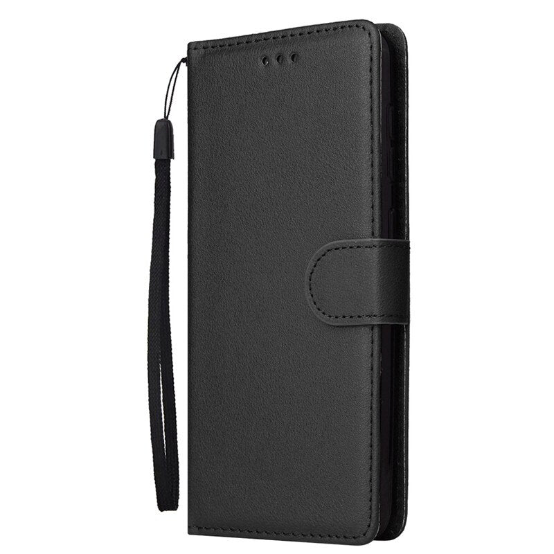Anymob Samsung Black Leather Case Flip Wallet Phone Cover-Mobile Phone Cases-PEROZ Accessories