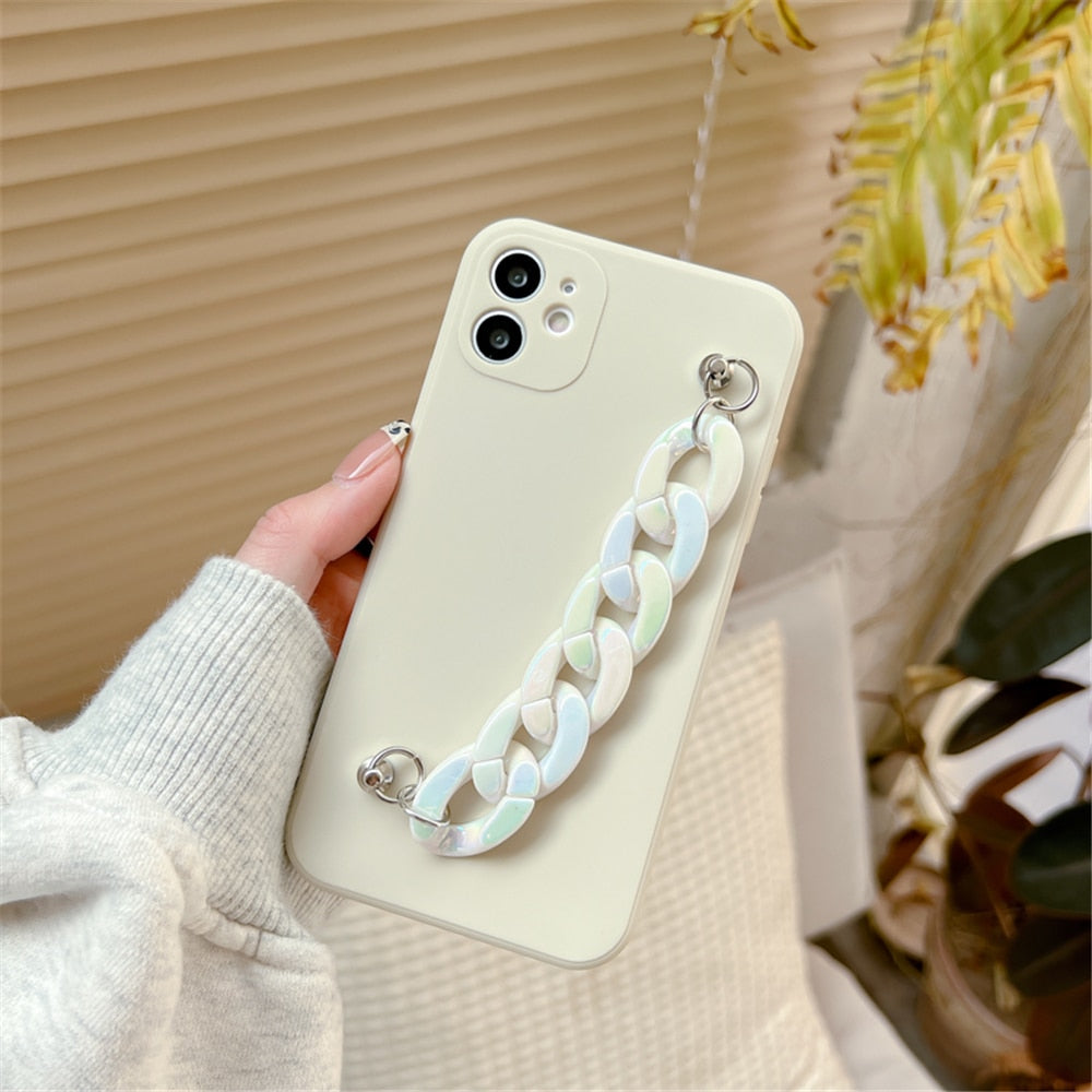 Anymob iPhone Case Multicolor Marble Chain Soft Silicone Bracelet Phone Cover-Mobile Phone Cases-PEROZ Accessories