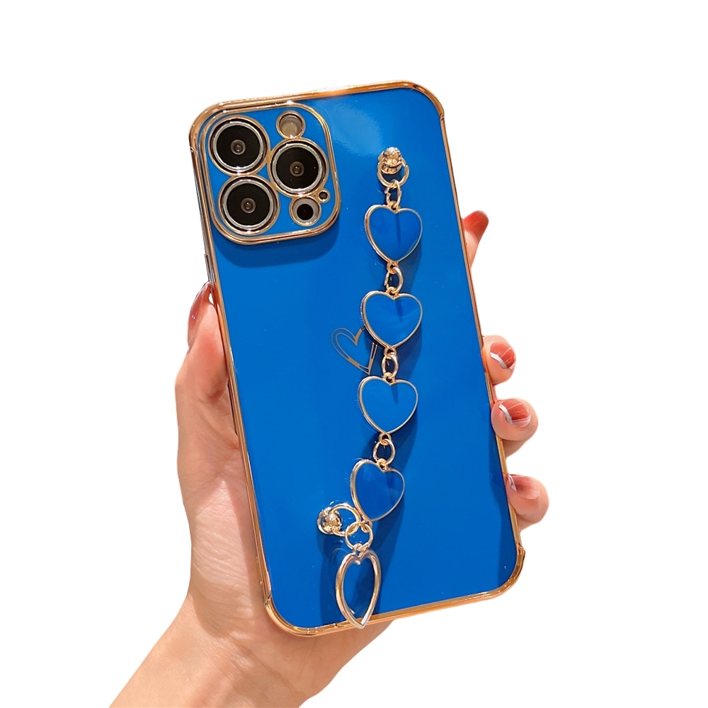 Anymob iPhone Blue Electroplated Bracelet Love Heart Phone Case Soft Back Cover-Mobile Phone Cases-PEROZ Accessories