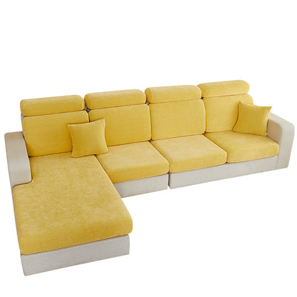 Anyhouz Sofa Cover Pastel Yellow L-Shape Polyester Chenille Thick Stretchable Cushion For Living Room Normal Size Small-Slipcovers-PEROZ Accessories
