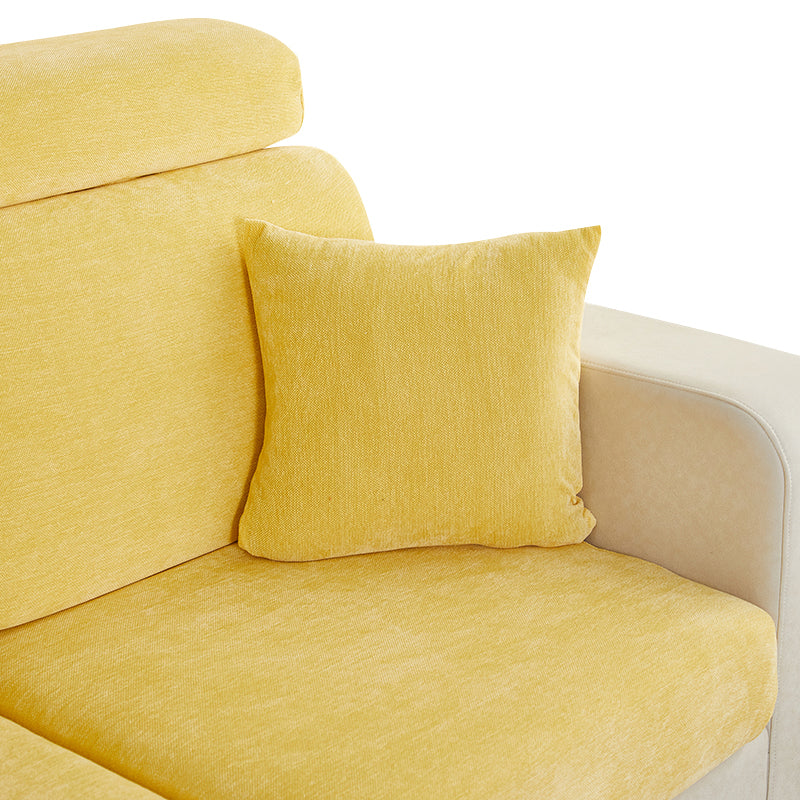 Anyhouz Pillowcase 45X45Cm Pastel Yellow Polyester Chenille Thick Stretchable Cushion For Living Room-Slipcovers-PEROZ Accessories