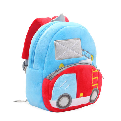 Anykidz 3D Blue Ladder Car Backpack Cute Vehicle With Cartoon Designs Children Toddler Plush Bag-Backpacks-PEROZ Accessories