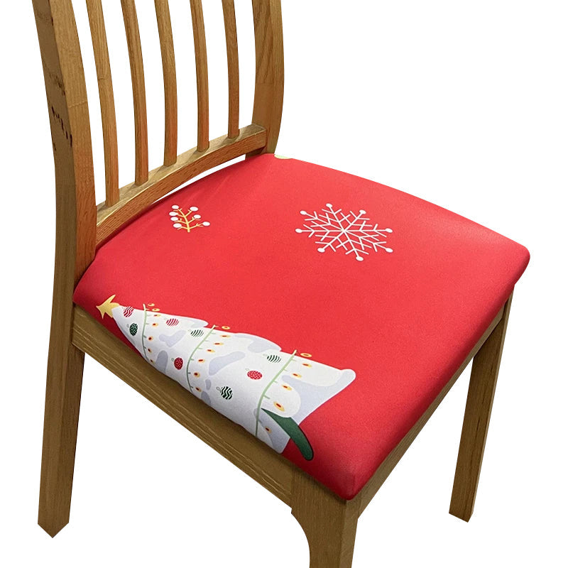Anyhouz Chair Cover Red Christmas Tree Print Stretch Seat Cover for Home Dinning Kitchen Washable Removable-Chair Cover-PEROZ Accessories