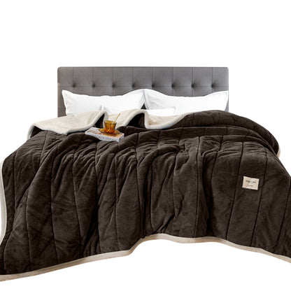 Anyhouz Blanket Dark Brown Fleece Autumn Winter Warm 3 Layers Thicken Flannel Soft Comfortable Warmth Quilts Washable 120x200cm-Blankets-PEROZ Accessories