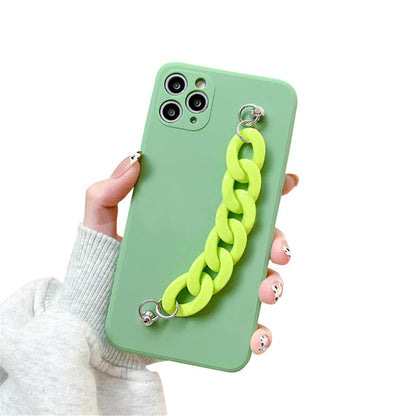 Anymob iPhone Phone Case Lime Green Wrist Chain Strap Soft Silicone Mobile Cover iPhone 13 12 11 Pro Max Mini XR XS 7 8 6 6S Plus SE 2020 Compatible-Mobile Phone Cases-PEROZ Accessories