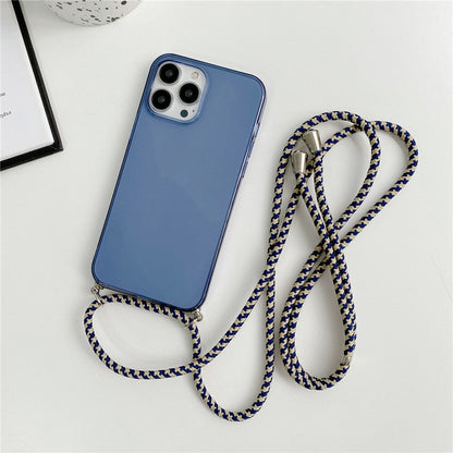Anymob iPhone Case Blue Transparent Candy Color Crossbody Necklace Lanyard Mobile Cover iPhone 13 12 Pro Max 11 Pro Max X XS Max XR Compatible-Mobile Phone Cases-PEROZ Accessories
