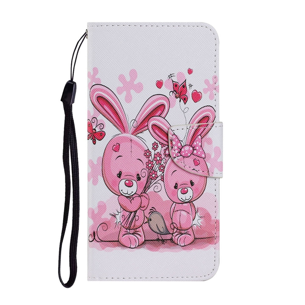 Anymob Samsung Pink Bunnies Painted Case Flip Wallet Leather Phone Cover-Mobile Phone Cases-PEROZ Accessories