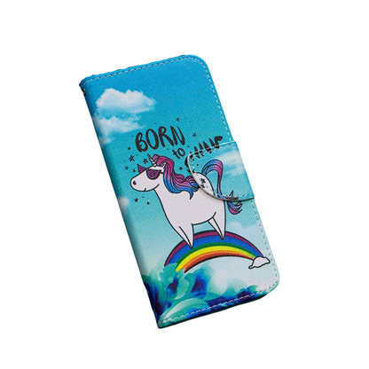 Anymob Samsung Case Blue And Unicorn Design Flip Leather Wallet Phone Cover Protection-Mobile Phone Cases-PEROZ Accessories