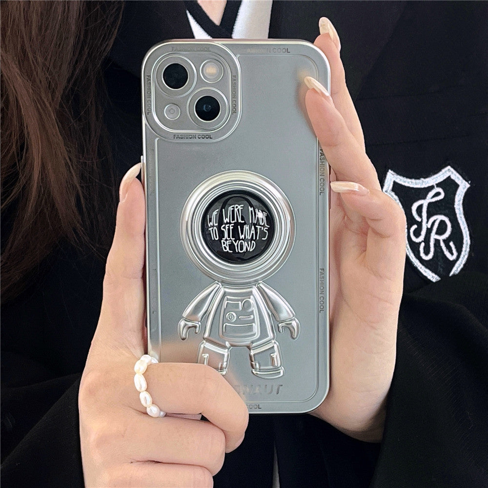Anymob iPhone Case Space Black Chromed Astronaut Foldable Holder Phone Cover-Mobile Phone Cases-PEROZ Accessories
