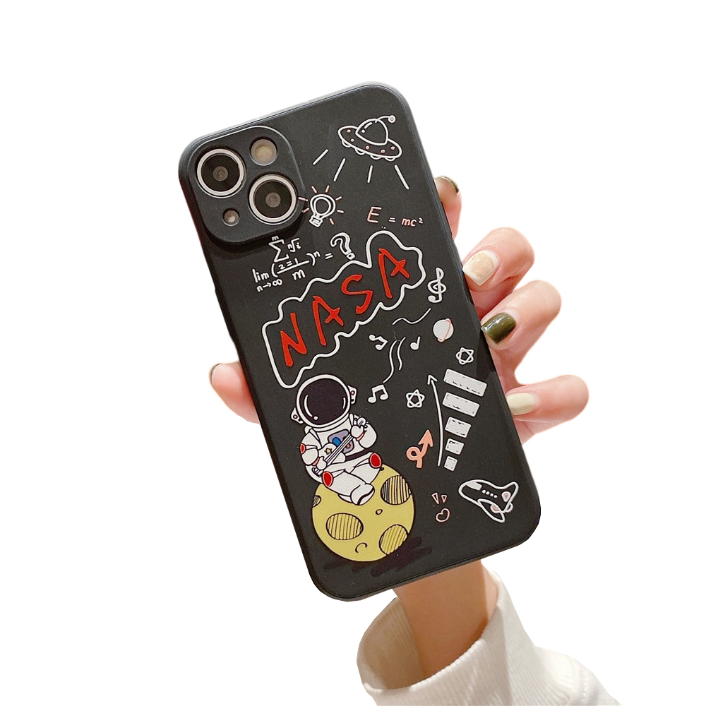 Anymob iPhone Black Nasa Astronaut Case Cartoon Soft Cover-Mobile Phone Cases-PEROZ Accessories