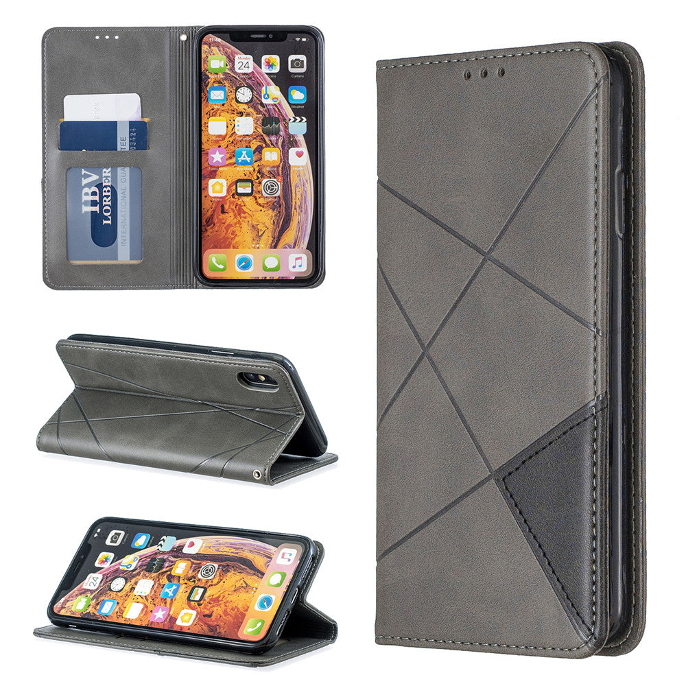 Anymob iPhone Case Gray Flip Wallet Luxury Vintage Business Leather Magnetic Phone Bag-Mobile Phone Cases-PEROZ Accessories