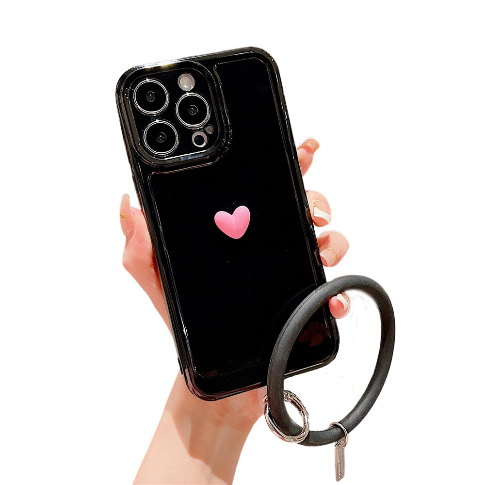 Anymob iPhone Black And Pink 3D Love Heart Bracelet Phone Case Shockproof Soft Silicone Cover-Mobile Phone Cases-PEROZ Accessories