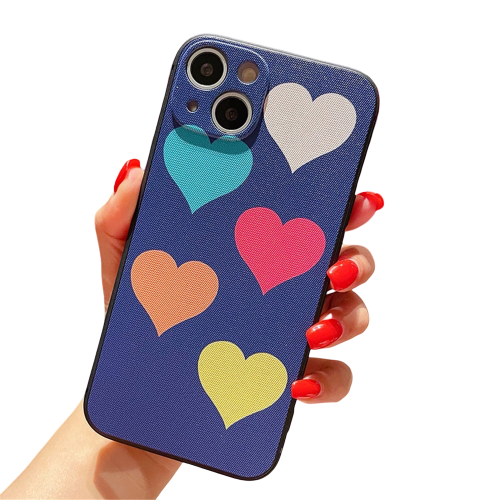 Anymob iPhone Case Blue Multicolor Heart Retro Geometry Graffiti Soft Silicon Cover-Mobile Phone Cases-PEROZ Accessories