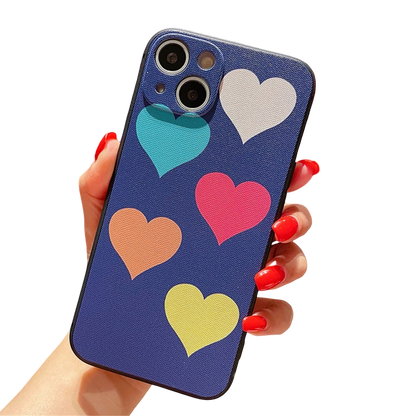 Anymob iPhone Case Blue Multicolor Heart Retro Geometry Graffiti Soft Silicon Cover-Mobile Phone Cases-PEROZ Accessories