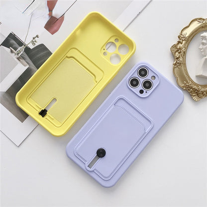Anymob iPhone Lavender Wallet Card Holder Soft Silicone Phone Case Candy Color Shockproof Cover-Mobile Phone Cases-PEROZ Accessories