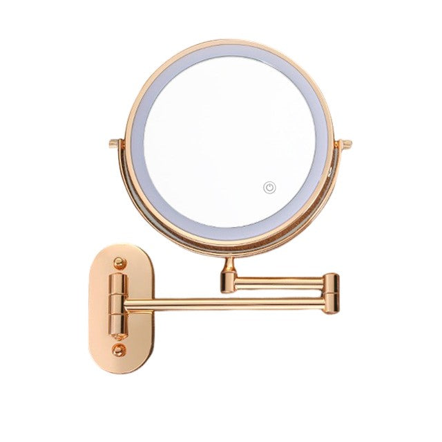 Anyvogue Rose Gold 8in Wall Mounted Smart LED Makeup Mirror Double Sided Touch Dimming Adjustable 10x Magnification USB Type-Makeup Mirror-PEROZ Accessories