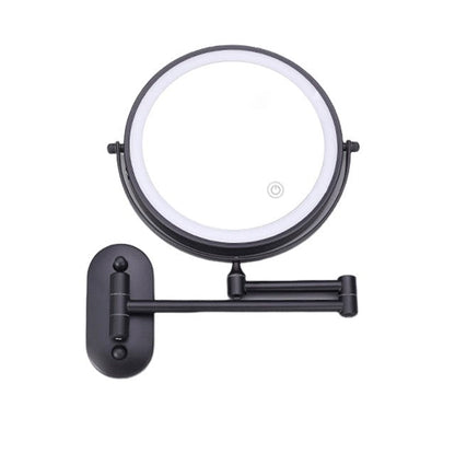 Anyvogue Black 8in Wall Mounted Smart LED Makeup Mirror Double Sided Touch Dimming Adjustable 5x Magnification Battery Type-Makeup Mirror-PEROZ Accessories