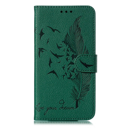 Anymob iPhone Case Green Bird Feather Leather Flip Cell Wallet Cover-Mobile Phone Cases-PEROZ Accessories