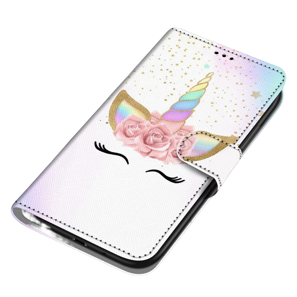 Anymob Samsung Case White Smily Unicorn Painted Magnetic Flip Leather Card slot Wallet Book Style Cover-Mobile Phone Cases-PEROZ Accessories