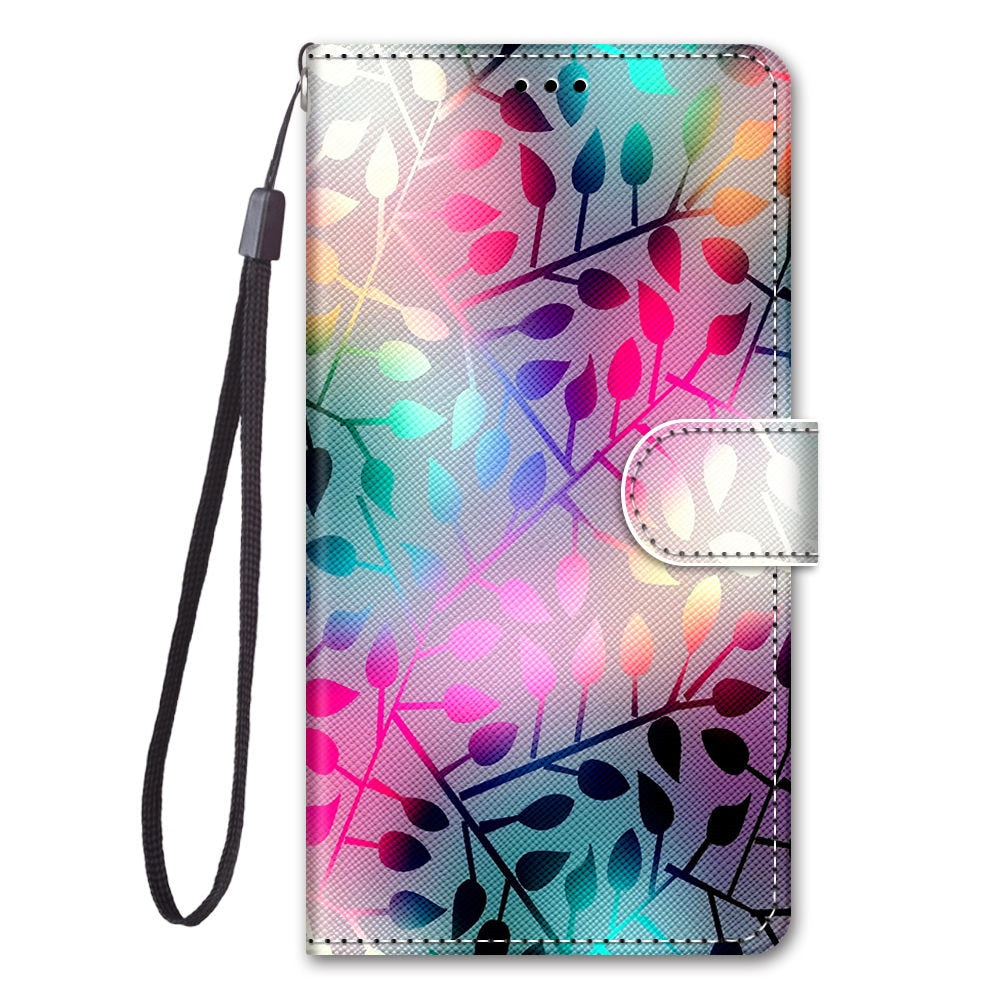 Anymob Samsung Rainbow Leaf Magnetic Flip Leather Phone Case-Mobile Phone Cases-PEROZ Accessories