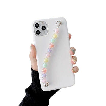 Anymob iPhone White Beads Bracelet Chain Case Silicone Cover With Wrist Strap-Mobile Phone Cases-PEROZ Accessories