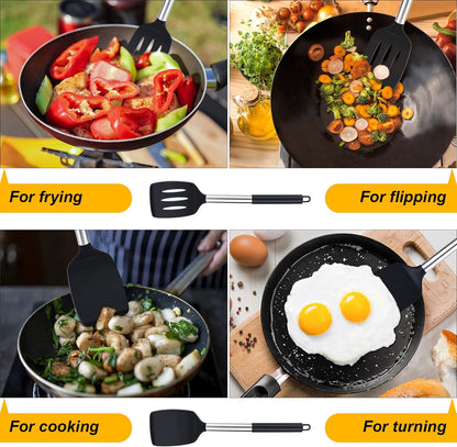 Anygleam Kitchen Utensils Non-stick Grey/ Silver 6 Set Cooking Tool Accessories Heat Resistant Kitchenware-PEROZ Accessories