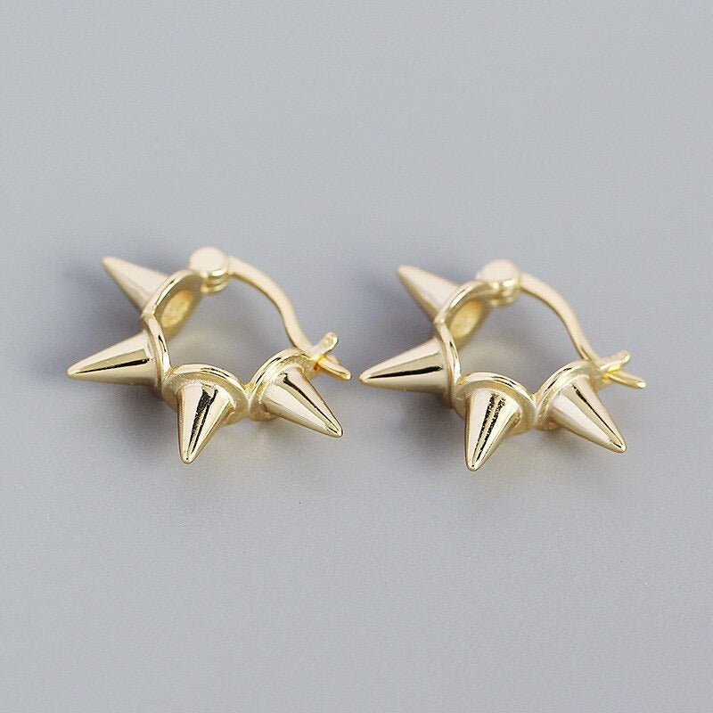 Anyco Buckle Earrings Punk Minimalist Rivets Ear Buckle Women Men Hip Hop Rock Jewelry Sterling Silver-Earrings-PEROZ Accessories