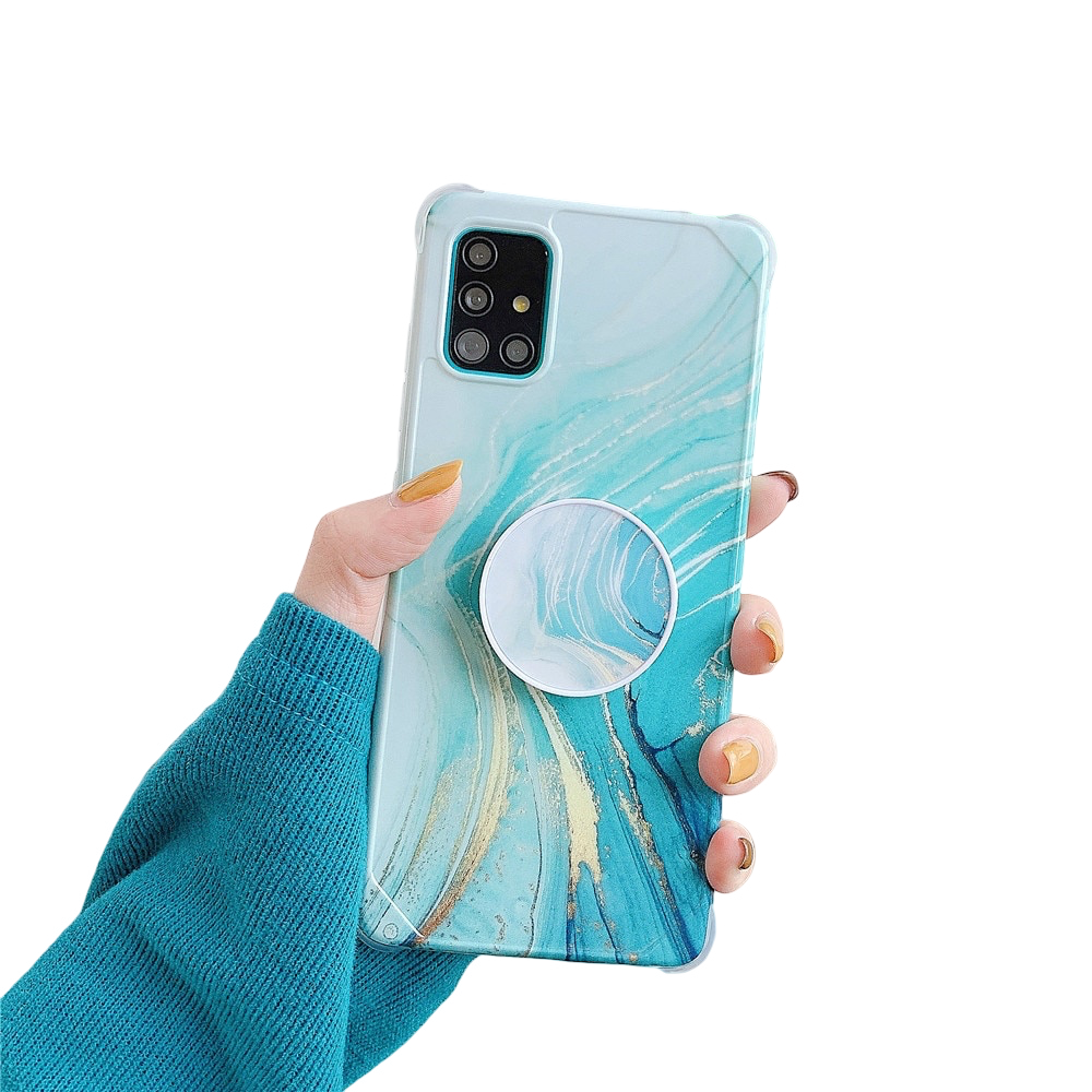 Anymob Samsung Case Ocean Blue Marble With Finger Ring Holder Silicone Phone Cover-Mobile Phone Cases-PEROZ Accessories
