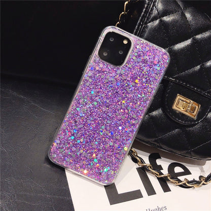 Anymob iPhone Case Purple Glitter Sequins Epoxy Soft Silicon Back Cover-Mobile Phone Cases-PEROZ Accessories