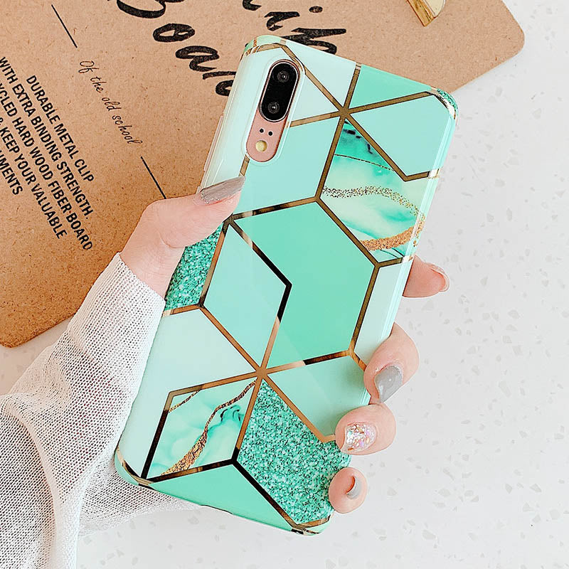 Anymob Samsung Green Marble Flower Case Back Cover Art Leaf Silicone Phone Protection-Mobile Phone Cases-PEROZ Accessories